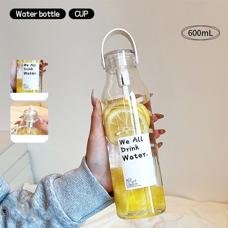 Outdoor Sport Glass Water Bottle - 600ML thickened Glass Water Bottle With