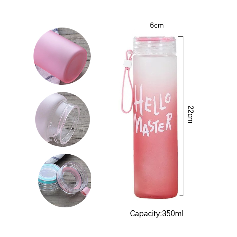 Outdoor Sport Glass Water Bottle - 350ml Sport Silicone Letter Tumbler Durable