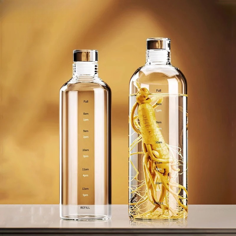 Outdoor Sport Glass Water Bottle - 500/750/1000ml Glass Sport Water Bottle With