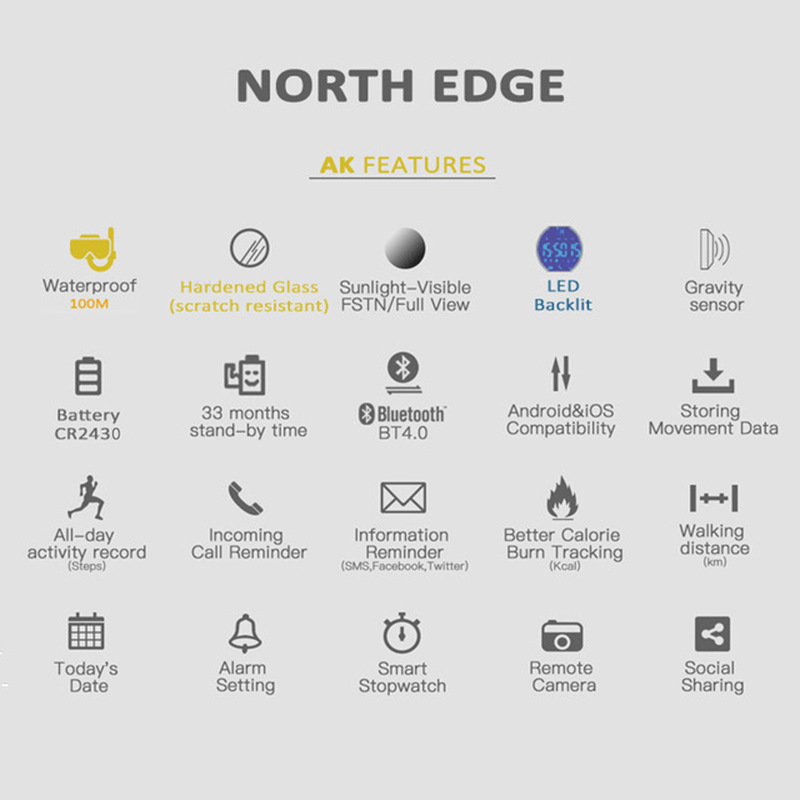 NORTH EDGE AK 100M Waterproof  - Outdoor Sport Smart Watch review and price