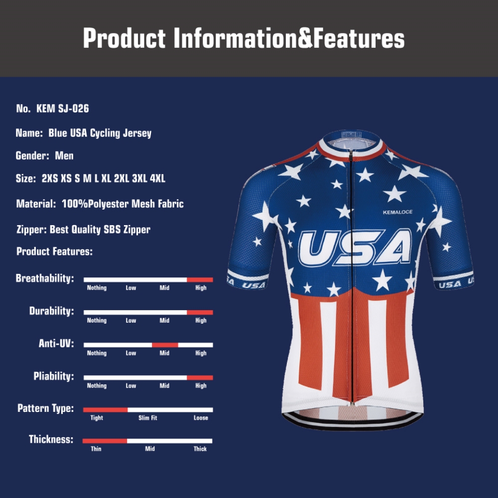 KEMALOCE Bike Jersey USA Navy  - Outdoor Sport Usa review and price