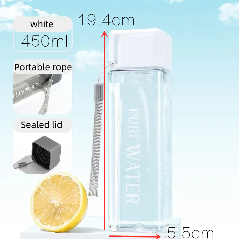 450ml,1pcs Clear Square Drinki - Outdoor Sport Glass Water Bottle review and price