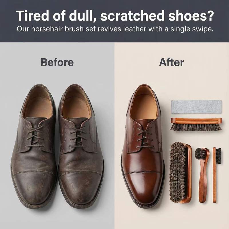 Horsehair Shoe Brush Set Leath - Brushing Boot Horse review and price